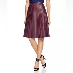 Rebecca Taylor Oxblood Pleated Faux Leather Burgundy Skirt Size 6